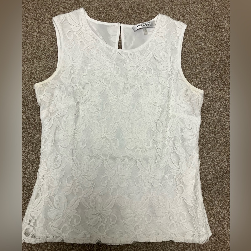 Kasper Ivory Floral Lace Top